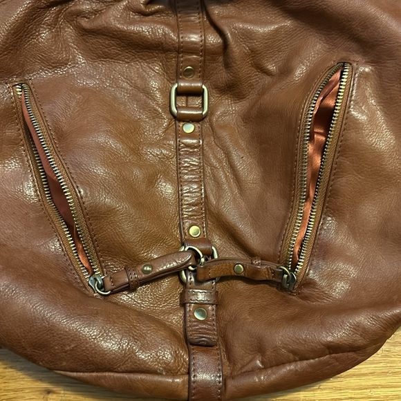 Sabina Fold Over Chain Metal Leather Brown Crossbody Boho Purse Bag Retro - Picture 5 of 13